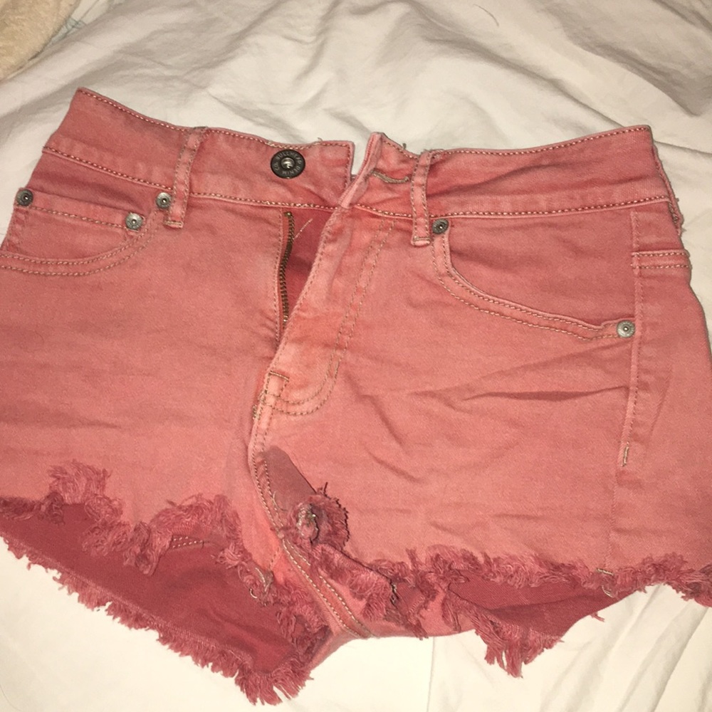 Red Bullhead Denim High Rise Shorts